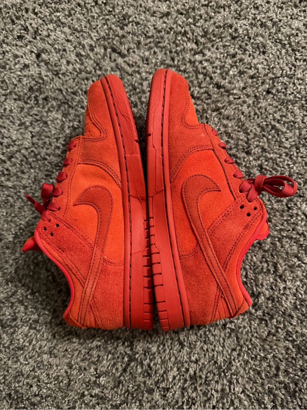 Kids Red Suede Low-Top Sneakers